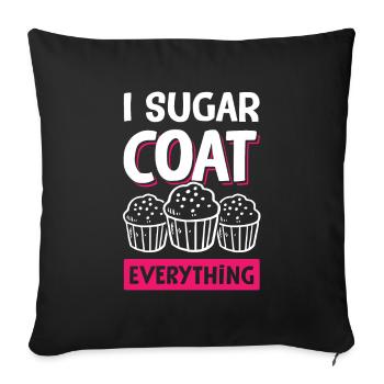 Muffin au sucre cuire au four - Housse de coussin décorative 45 x 45 cm - noir - Devant