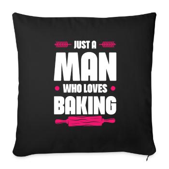 Man loves baking - Sofa pillowcase 17,3'' x 17,3'' (45 x 45 cm) - black - Front