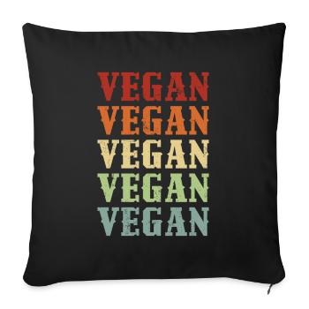 Vegan Vegan Vegan Vintage Colors Vegan Retro Vegan - Sofa pillowcase 17,3'' x 17,3'' (45 x 45 cm) - black - Front