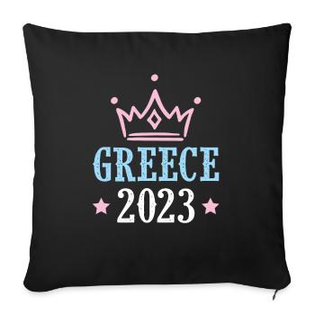Greece 2023 - Sofa pillowcase 17,3'' x 17,3'' (45 x 45 cm) - black - Front