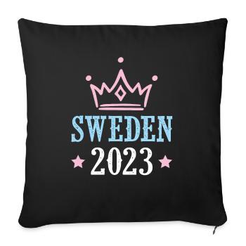 Suède 2023 - Housse de coussin décorative 45 x 45 cm - noir - Devant