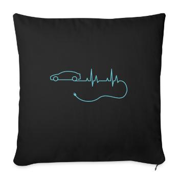 EV heartbeat electric car without emissions e-car - Sofa pillowcase 17,3'' x 17,3'' (45 x 45 cm) - black - Front