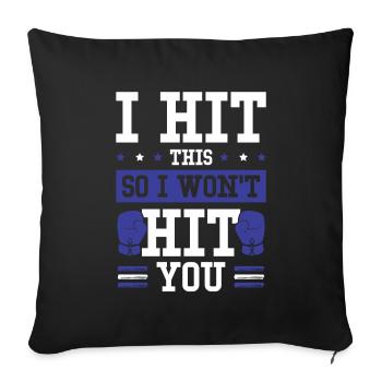 Boxe drôle de dicton - Housse de coussin décorative 45 x 45 cm - noir - Devant