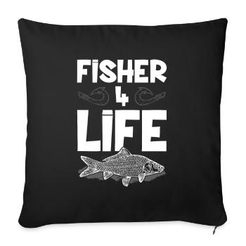 Les pêcheurs vivent éternellement Pêche - Housse de coussin décorative 45 x 45 cm - noir - Devant