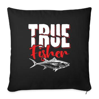 Faithful fisherman fishing saying - Sofa pillowcase 17,3'' x 17,3'' (45 x 45 cm) - black - Front