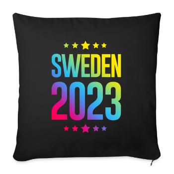 Suède 2023 - Housse de coussin décorative 45 x 45 cm - noir - Devant