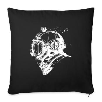 Diving Helmet Diving Apnea Vintage - Sofa pillowcase 17,3'' x 17,3'' (45 x 45 cm) - black - Front