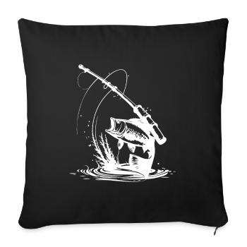 Symbole de pêche Pêche au poisson - Housse de coussin décorative 45 x 45 cm - noir - Devant