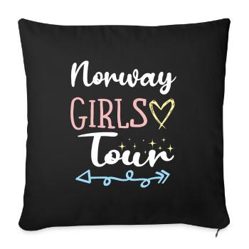 Tournée des filles en Norvège - Housse de coussin décorative 45 x 45 cm - noir - Devant