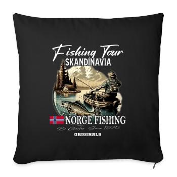 Norway fishing Norway Flag - Sofa pillowcase 17,3'' x 17,3'' (45 x 45 cm) - black - Front