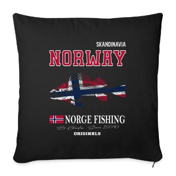 Norway fishing Norway Flag - Sofa pillowcase 17,3'' x 17,3'' (45 x 45 cm) - black - Front