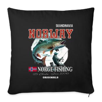 Norway fishing Norway Flag - Sofa pillowcase 17,3'' x 17,3'' (45 x 45 cm) - black - Front