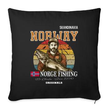 Norway fishing Norway Flag - Sofa pillowcase 17,3'' x 17,3'' (45 x 45 cm) - black - Front