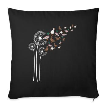 Duck Dandelion Flower For Dandelions and Duckling - Sofa pillowcase 17,3'' x 17,3'' (45 x 45 cm) - black - Front