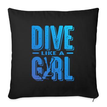 Diver Girl - Sofa pillowcase 17,3'' x 17,3'' (45 x 45 cm) - black - Front