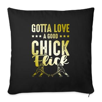 Fille de hockey sur gazon - Housse de coussin décorative 45 x 45 cm - noir - Devant