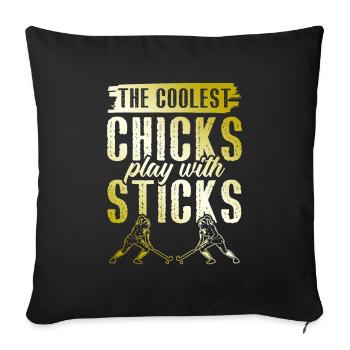 Feldhockey chicks - Sofakissenbezug 45 x 45 cm - Schwarz - Vorne