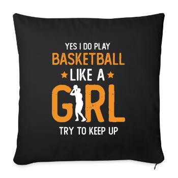Basketball féminin - Housse de coussin décorative 45 x 45 cm - noir - Devant