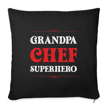 Grand-père chef super-héros - Housse de coussin décorative 45 x 45 cm - noir - Devant