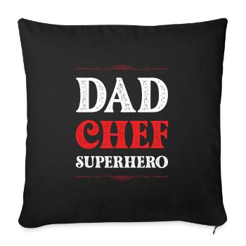 Papa patron papa super-héros - Housse de coussin décorative 45 x 45 cm - noir - Devant