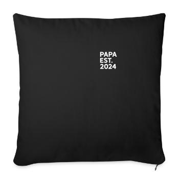 Papa Est. 2024, promoted to Papa 2024 - Sofa pillowcase 17,3'' x 17,3'' (45 x 45 cm) - black - Front