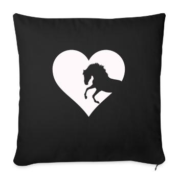 Heart for horse lovers, sweet horses and riders - Sofa pillowcase 17,3'' x 17,3'' (45 x 45 cm) - black - Front