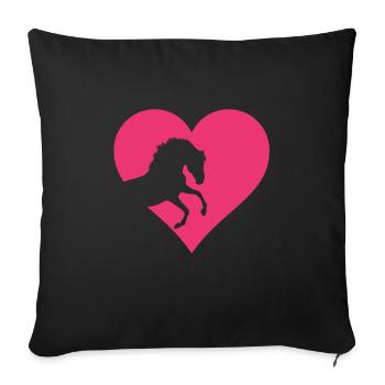 Heart for horse lovers, sweet horses and riders - Sofa pillowcase 17,3'' x 17,3'' (45 x 45 cm) - black - Front