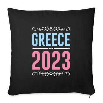 Grèce 2023 - Housse de coussin décorative 45 x 45 cm - noir - Devant