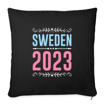Suède 2023 - Housse de coussin décorative 45 x 45 cm - noir - Devant