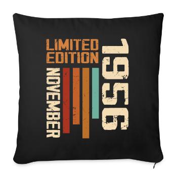 1956 November Birthday present. November 1956 - Sofa pillowcase 17,3'' x 17,3'' (45 x 45 cm) - black - Front