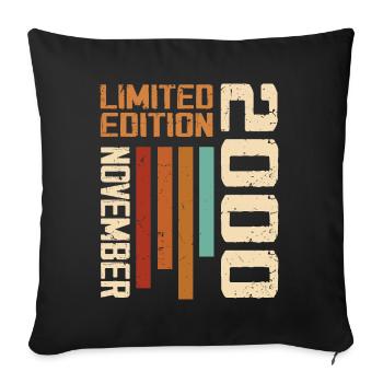 2000 November Birthday gift. November 2000 - Sofa pillowcase 17,3'' x 17,3'' (45 x 45 cm) - black - Front