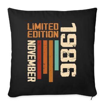 1986 November Birthday present. November 1986 - Sofa pillowcase 17,3'' x 17,3'' (45 x 45 cm) - black - Front