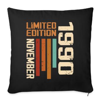 1990 November Birthday present. November 1990 - Sofa pillowcase 17,3'' x 17,3'' (45 x 45 cm) - black - Front