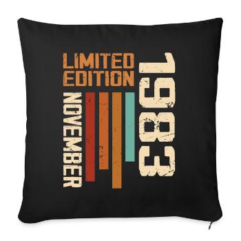 1983 November Birthday present. November 1983 - Sofa pillowcase 17,3'' x 17,3'' (45 x 45 cm) - black - Front