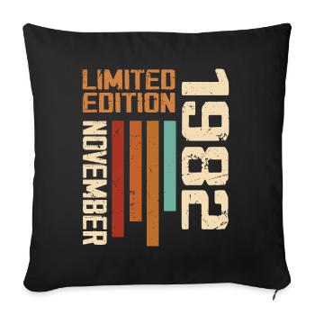 1982 November Birthday present. November 1982 - Sofa pillowcase 17,3'' x 17,3'' (45 x 45 cm) - black - Front