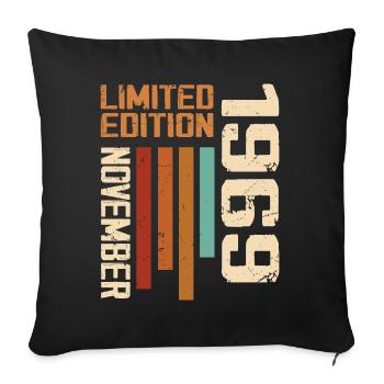 1969 November Birthday present. November 1969 - Sofa pillowcase 17,3'' x 17,3'' (45 x 45 cm) - black - Front