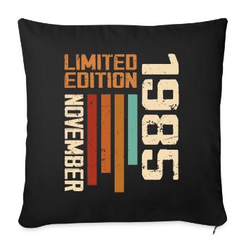 1985 November Birthday present. November 1985 - Sofa pillowcase 17,3'' x 17,3'' (45 x 45 cm) - black - Front