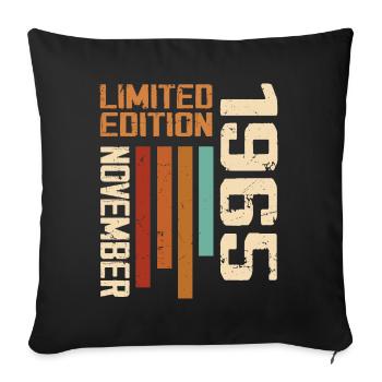 1965 November Birthday present. November 1965 - Sofa pillowcase 17,3'' x 17,3'' (45 x 45 cm) - black - Front