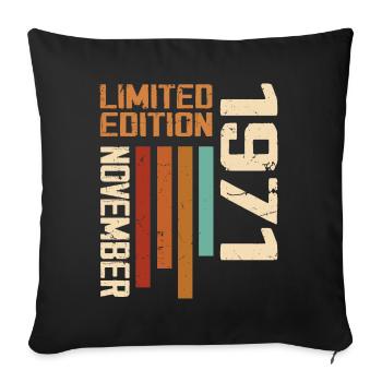 1971 November Birthday present. November 1971 - Sofa pillowcase 17,3'' x 17,3'' (45 x 45 cm) - black - Front