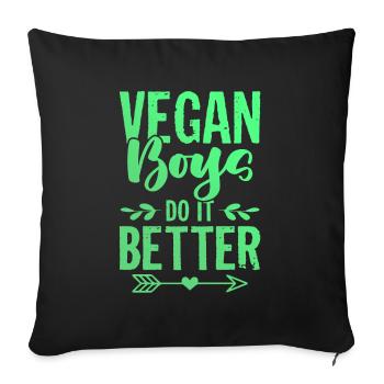 Garçon végétalien - Housse de coussin décorative 45 x 45 cm - noir - Devant