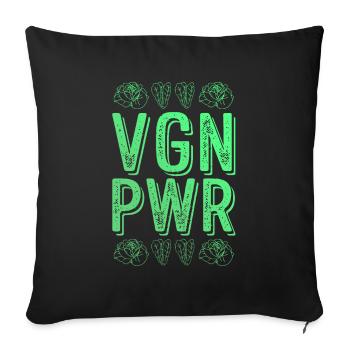 Puissance végétalienne - Housse de coussin décorative 45 x 45 cm - noir - Devant
