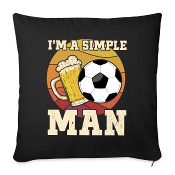 Bière football Je suis un homme simple Football et bière - Housse de coussin décorative 45 x 45 cm - noir - Devant