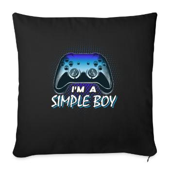 Simple Boy Gamer Boy Gamer Boys Gaming - Sofa pillowcase 17,3'' x 17,3'' (45 x 45 cm) - black - Front
