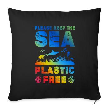 Le plastique sauve l’océan - Housse de coussin décorative 45 x 45 cm - noir - Devant