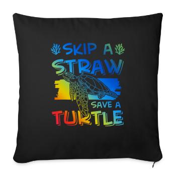 Sauvez la tortue de l’océan - Housse de coussin décorative 45 x 45 cm - noir - Devant