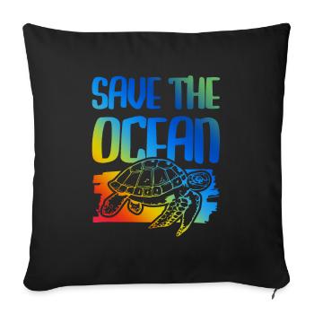 Sauvez la tortue de l’océan - Housse de coussin décorative 45 x 45 cm - noir - Devant