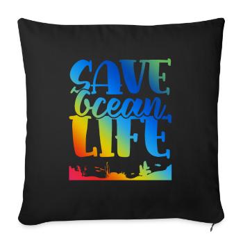 Sauvez la vie de l’océan - Housse de coussin décorative 45 x 45 cm - noir - Devant