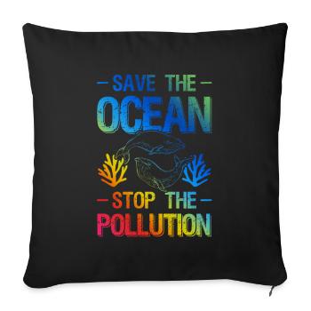 Protection de l’arrêt Save the Ocean - Housse de coussin décorative 45 x 45 cm - noir - Devant