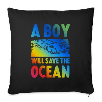 Océan Sauvez l’océan - Housse de coussin décorative 45 x 45 cm - noir - Devant