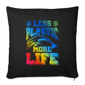 Plastic Save the Ocean - Sofa pillowcase 17,3'' x 17,3'' (45 x 45 cm) - black - Front